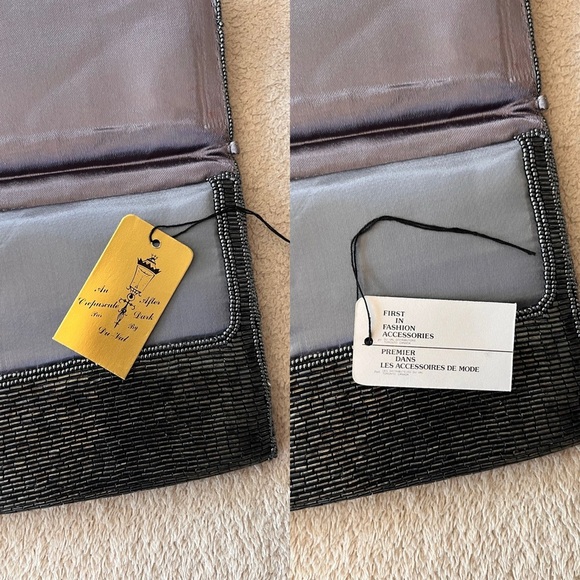 Vintage 1980s Du-Val Black Beaded Envelope Clutch - Picture 6 of 15